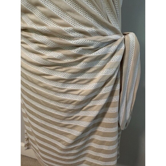GUESS Hailey Side Ruched Striped Dress Cream/White Size 10 NWT - Picture 10 of 13